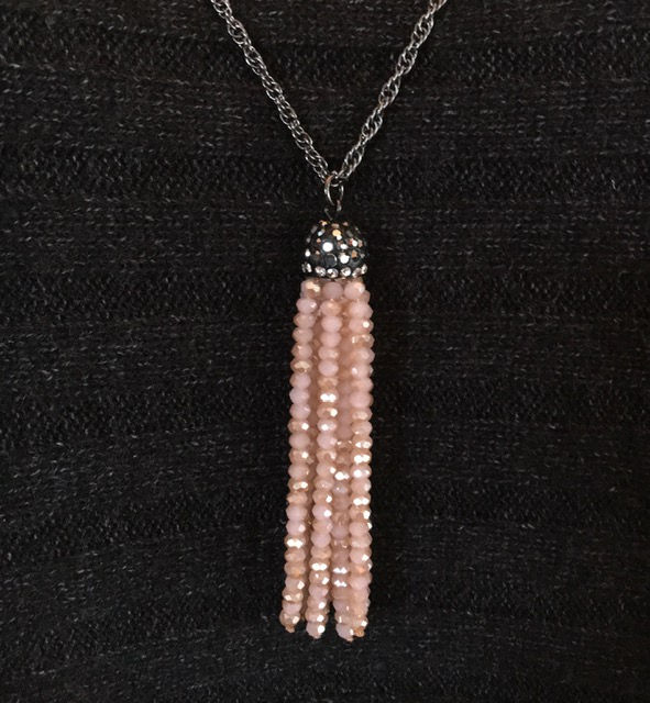 Blush Glass Tassel Necklace