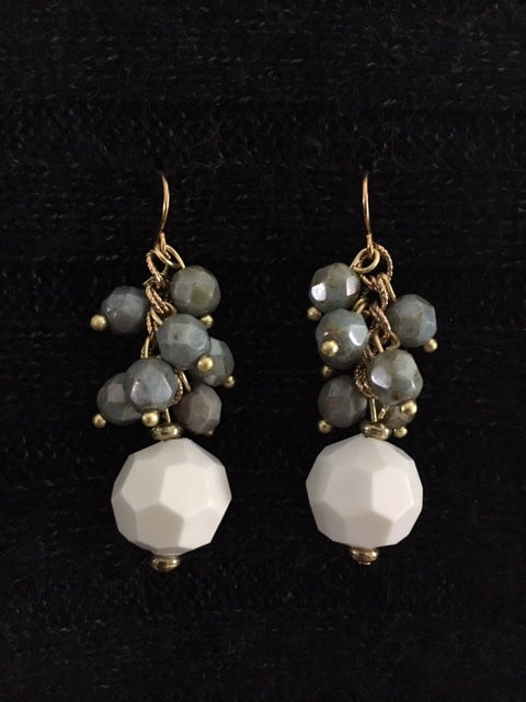 Ivory with Gray and Gold Earrings