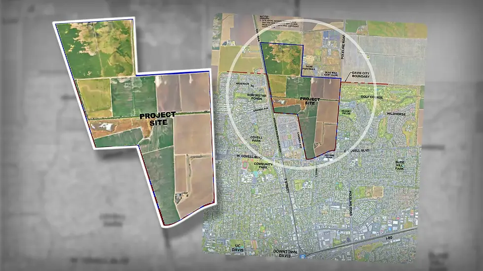 Map shows project site proposed location Village Farms Davis. (Jamie Judd)
