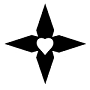 This is a shuriken-heart glyph; it spins as the page scrolls.