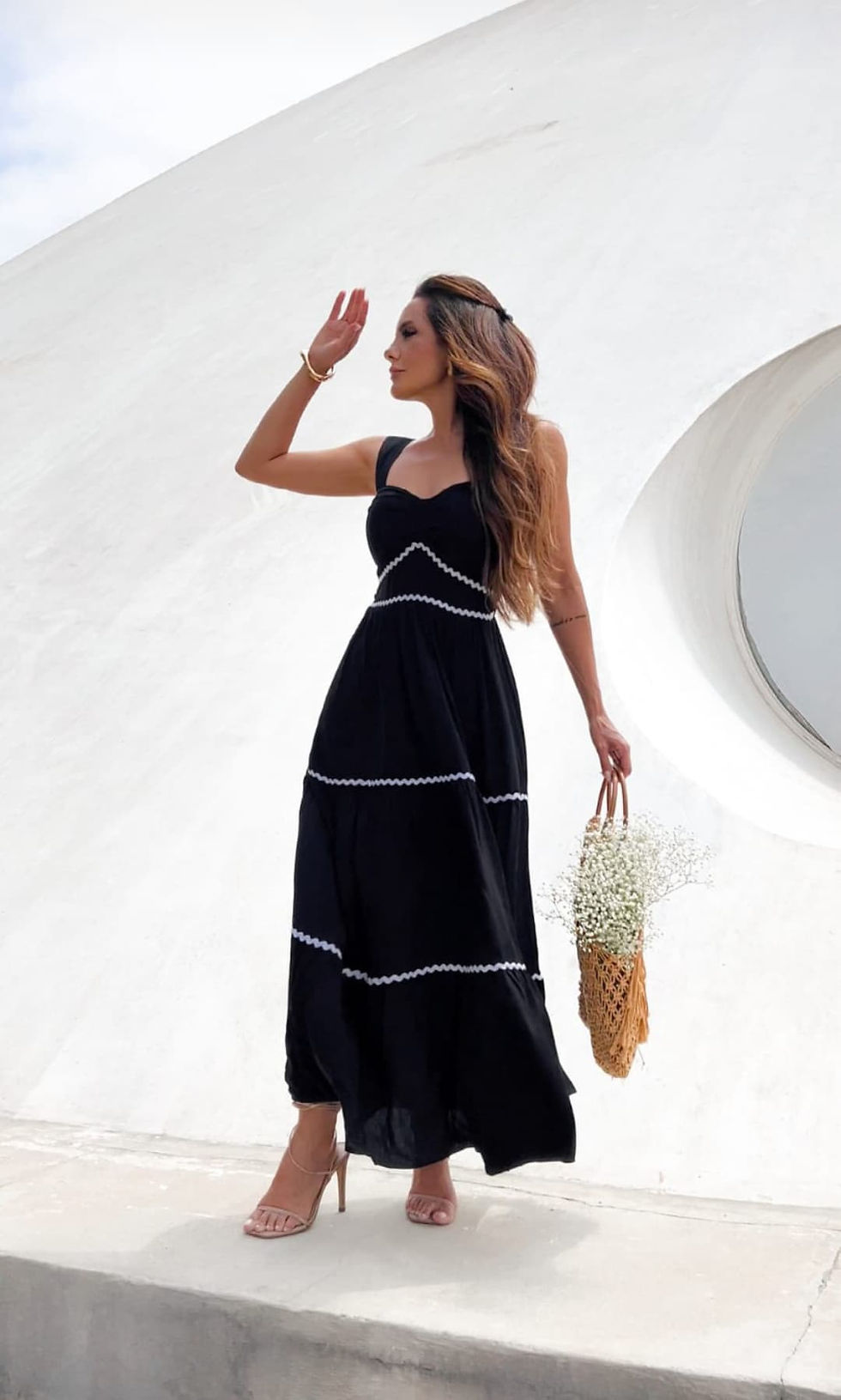 VESTIDO IARA LONGO DE ALÇA TECIDO VISCOLINHO