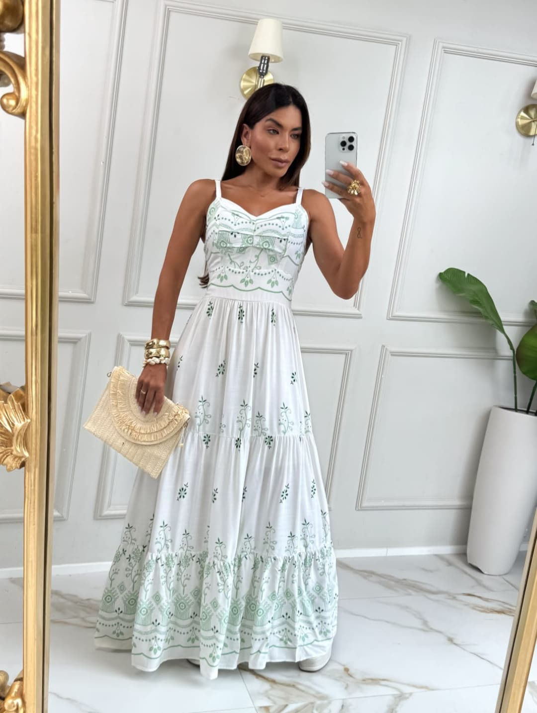 VESTIDO LONGO ESTAMPADO COM ALÇA REGULAGEM