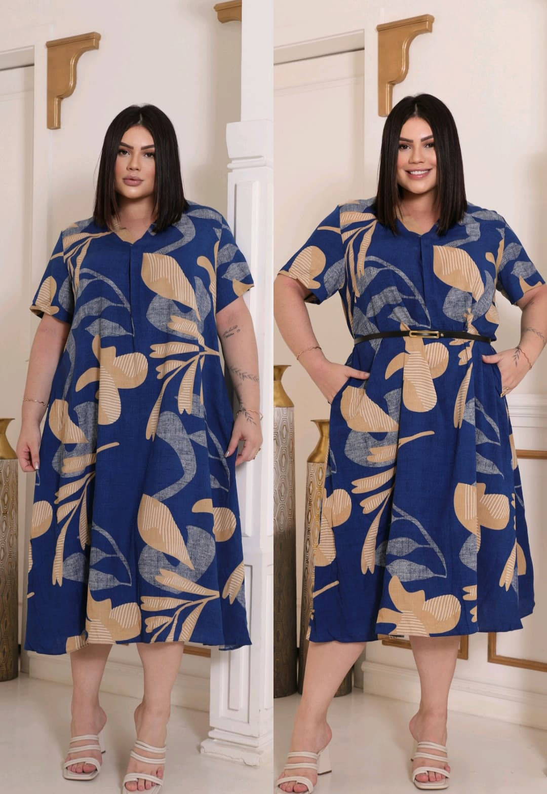 VESTIDO CHAMISE PLUS SIZE ACOMPANHA O CINTO