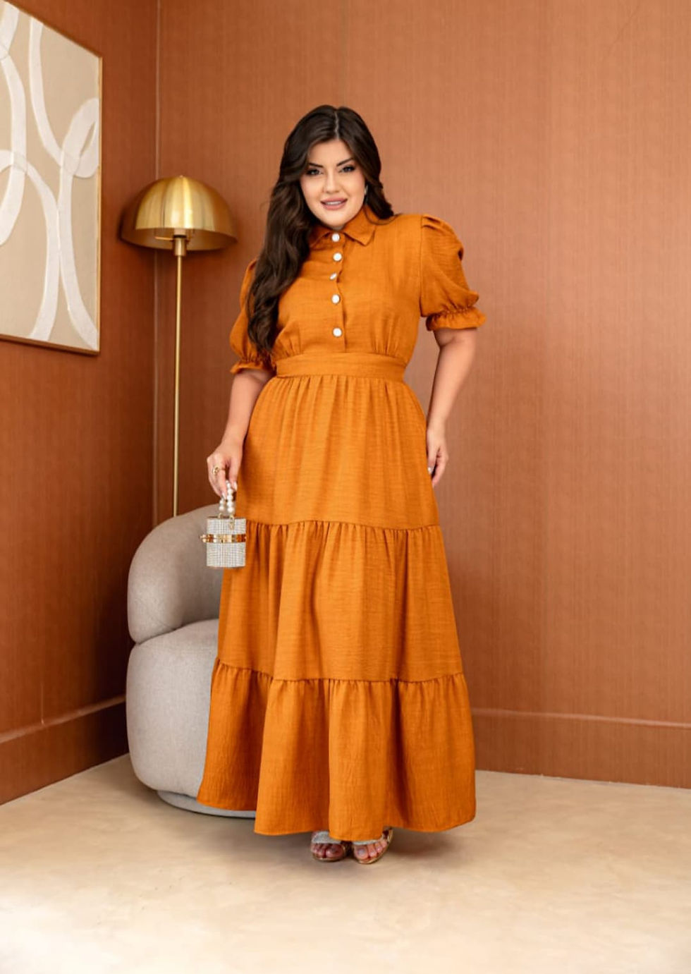 VESTIDO LONGO TRES MARIAS TECIDO DUNA LINHO ISABELA