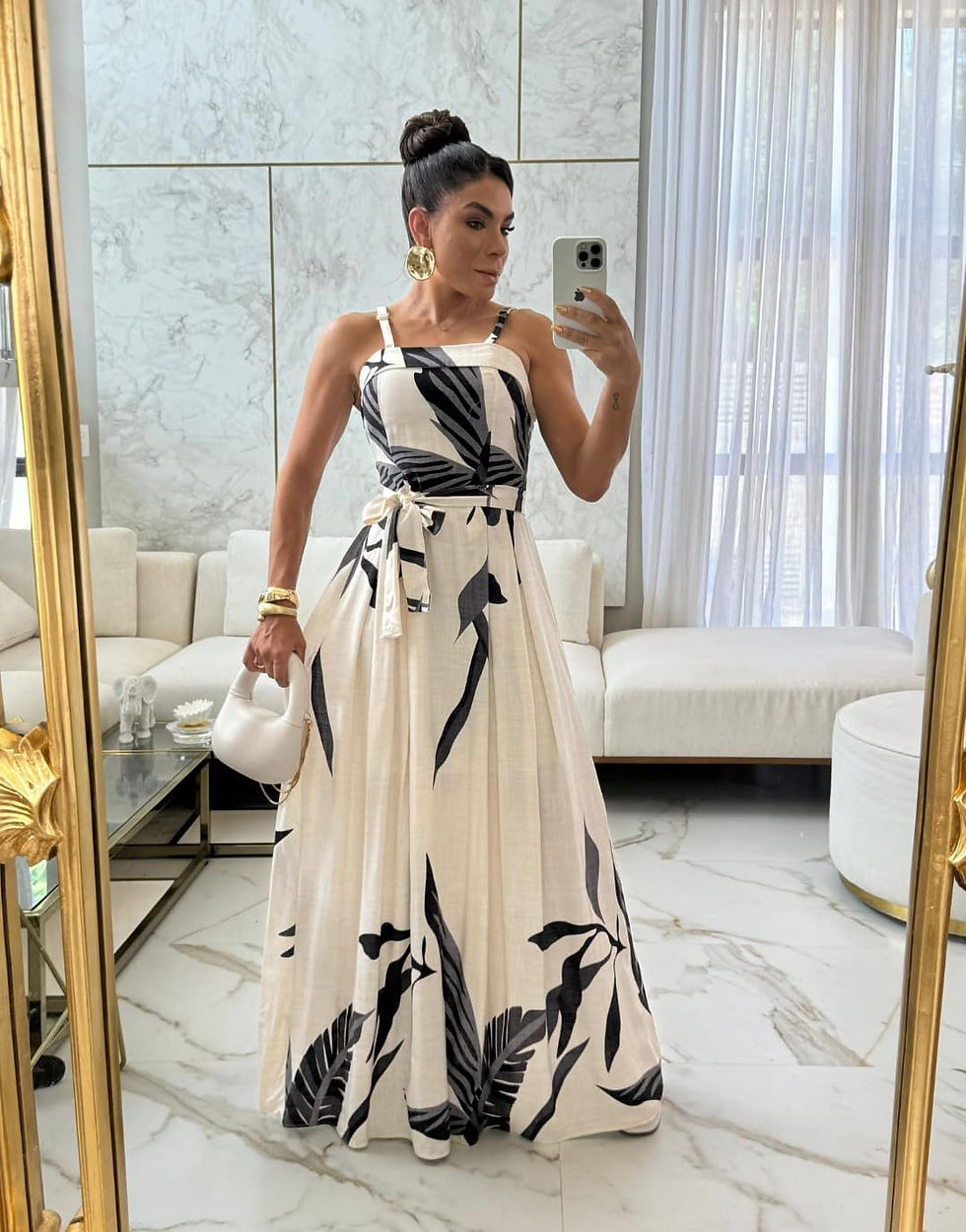 VESTIDO LONGO COM CINTO FORRADO BOM BOJO