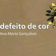 Capa do livro "Um Defeito de Cor" de Ana Maria Gonçalves, com fundo marrom e ilustração amarela de pessoa pensativa em flores.