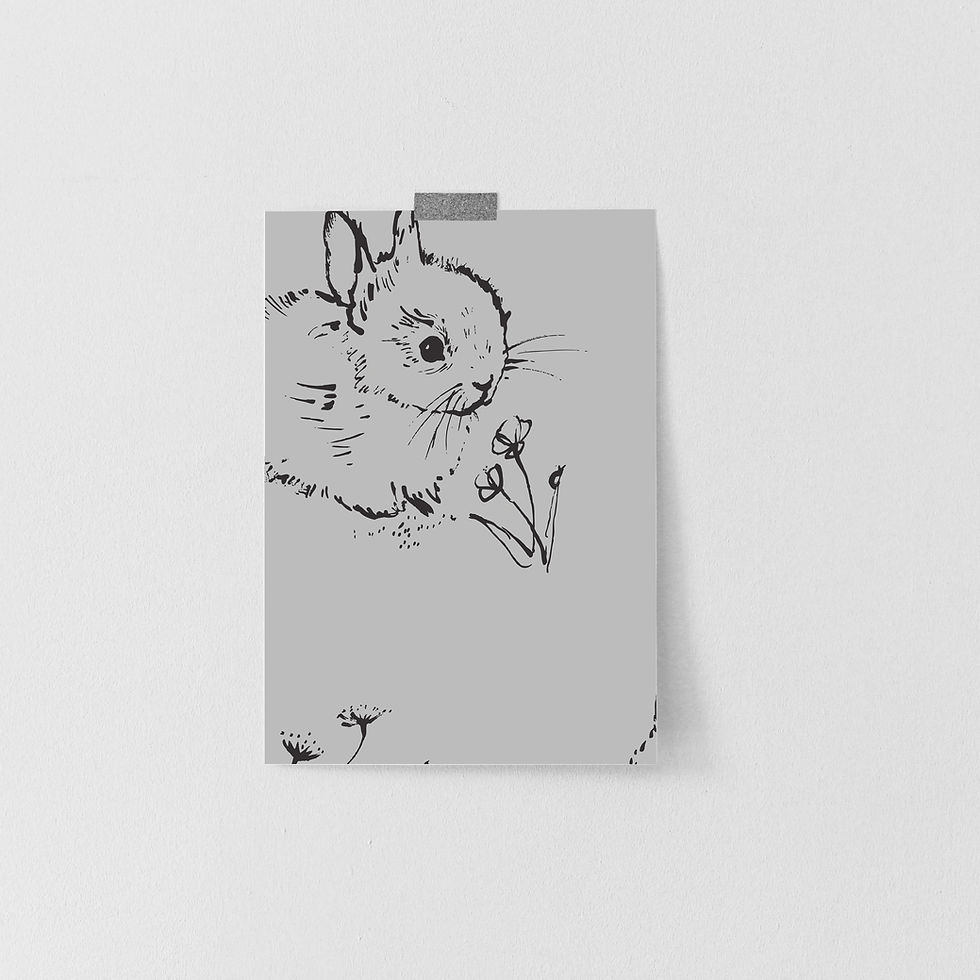 Thumbnail: Sample Little Bunny Wallpaper - Grey