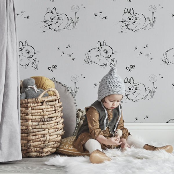 Thumbnail: Sample Little Bunny Wallpaper - Grey