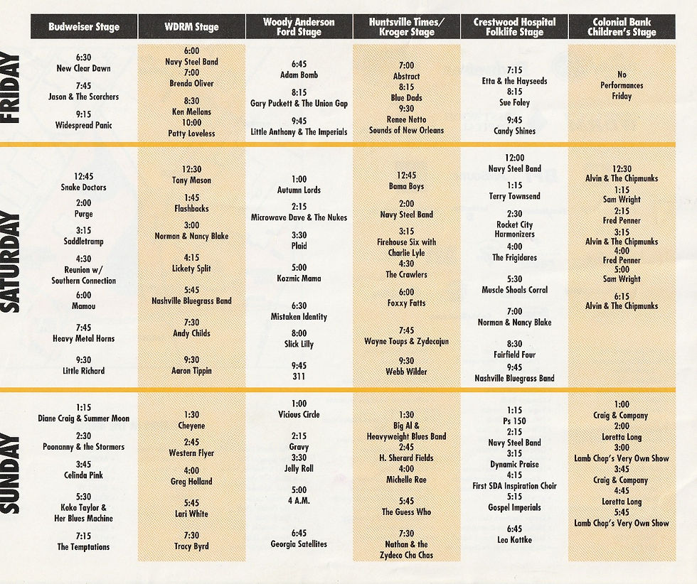 Original schedule from Big Spring Jam 1994