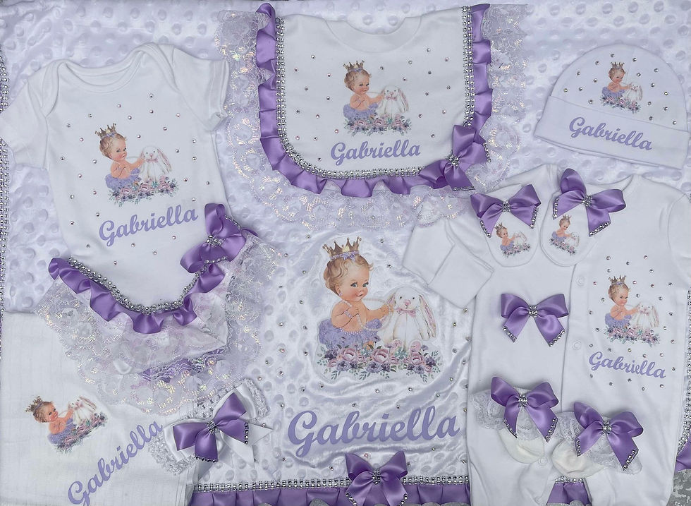 Cute Baby and Bunny Frilly Personalised Hospital Set
