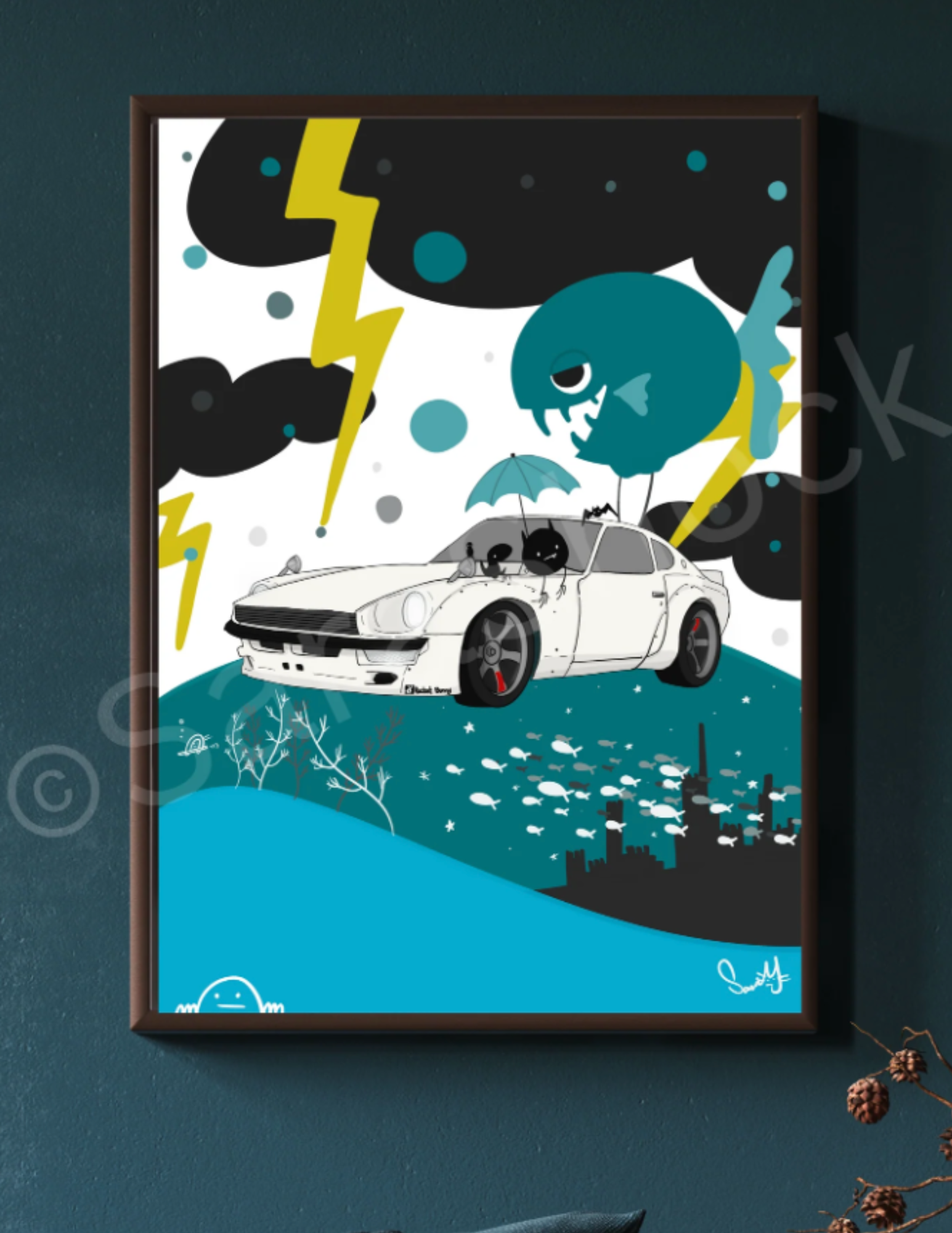 Vehicle Art Print | 11x14 Fugu Z Datsun 240 Z Rocket Bunny Automotive Wall Art