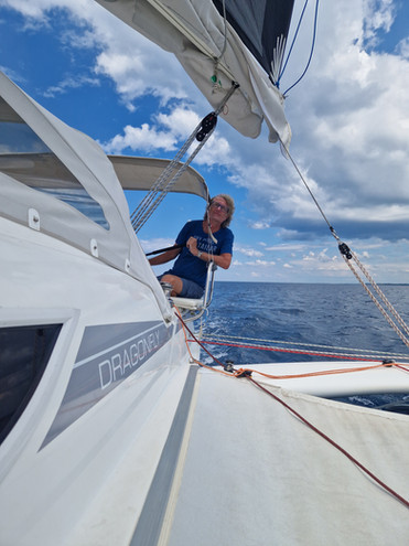 Perfekte Sicht beim Steuern auf unserem Trimaran
