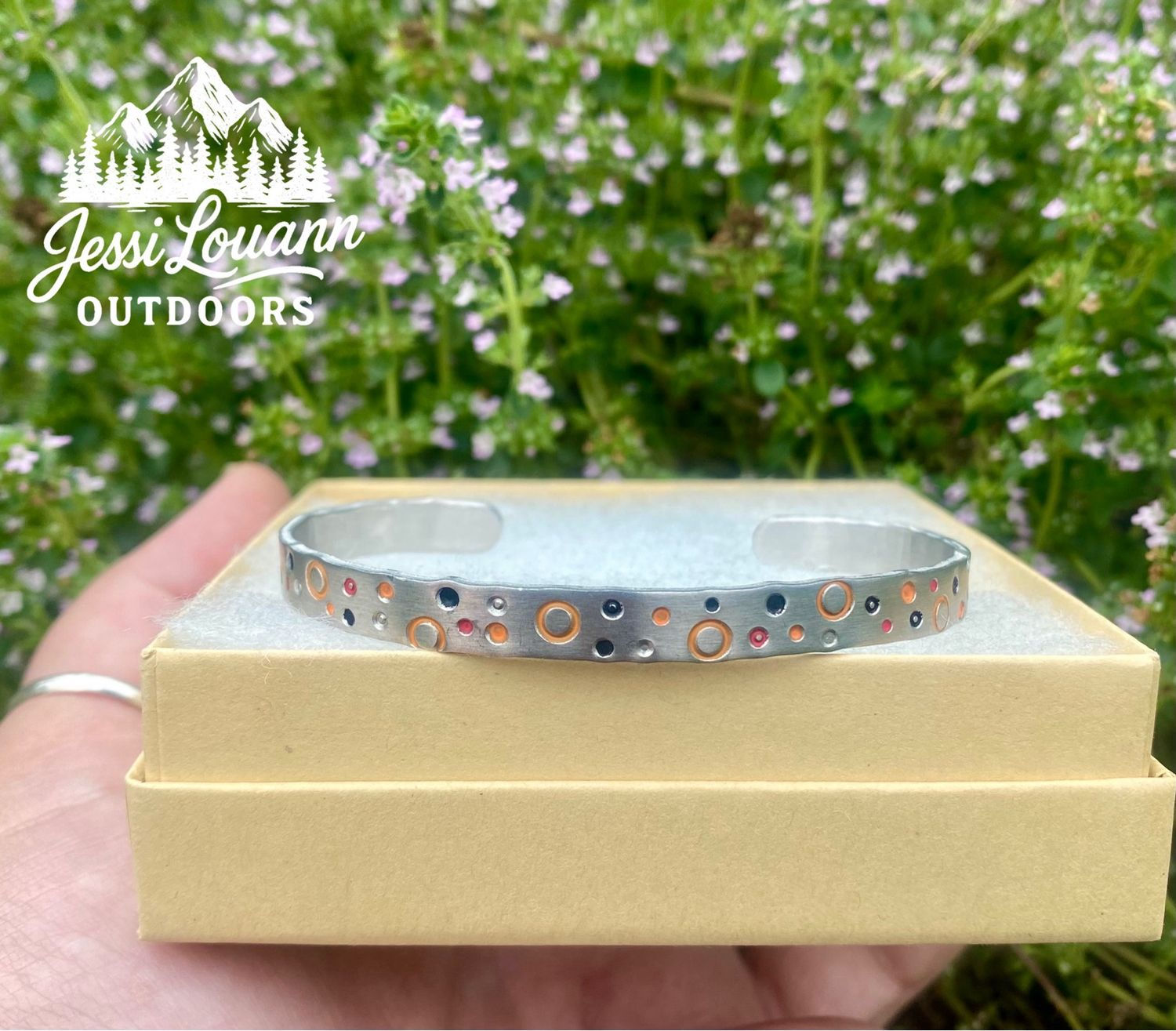 "Brown Trout" Hand Stamped Aluminum Cuff