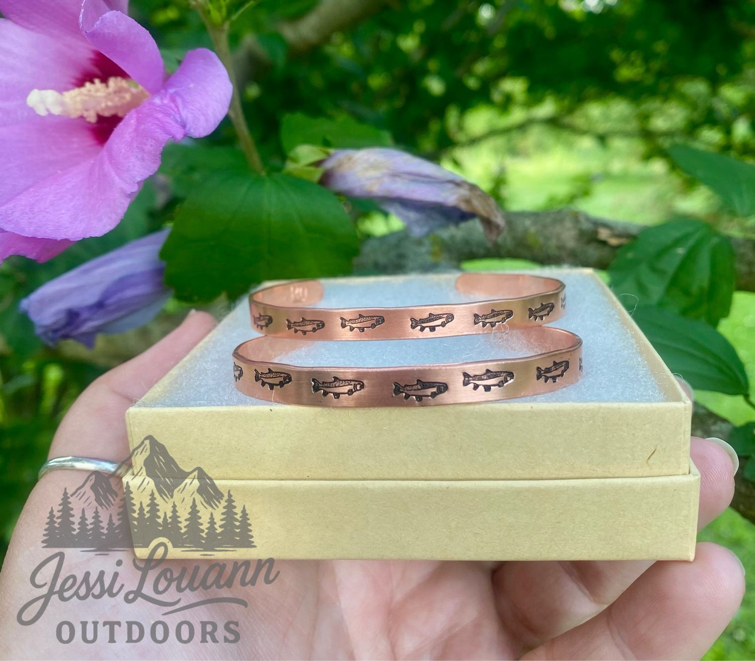 "Trout" Hand Stamped Copper Cuff 1/4