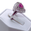 Thumbnail: 14k White Gold Ring Featuring Pink Sapphire and Diamonds