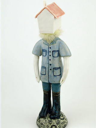 figurine animal human small anthropomorphic porcelain househead sentinel ceramic small sculpture officer