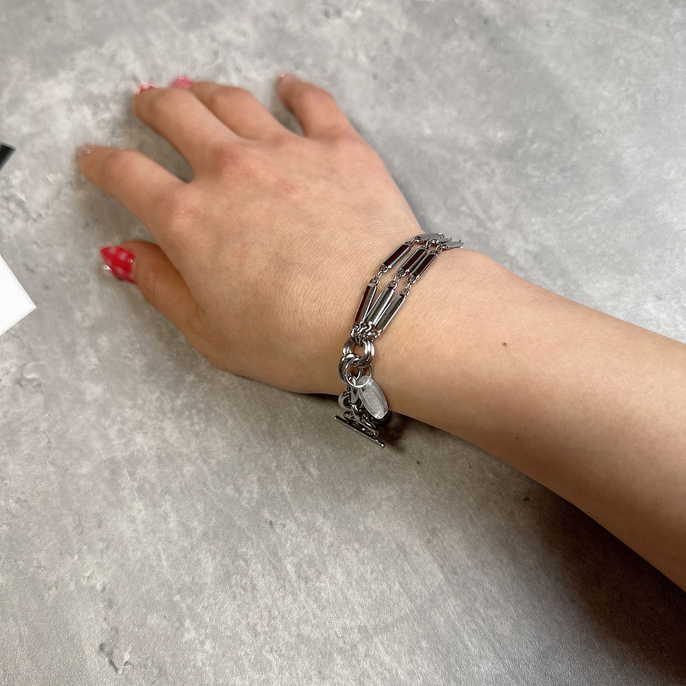 サムネイル： ステンレス　平チェーン3連ブレスレット