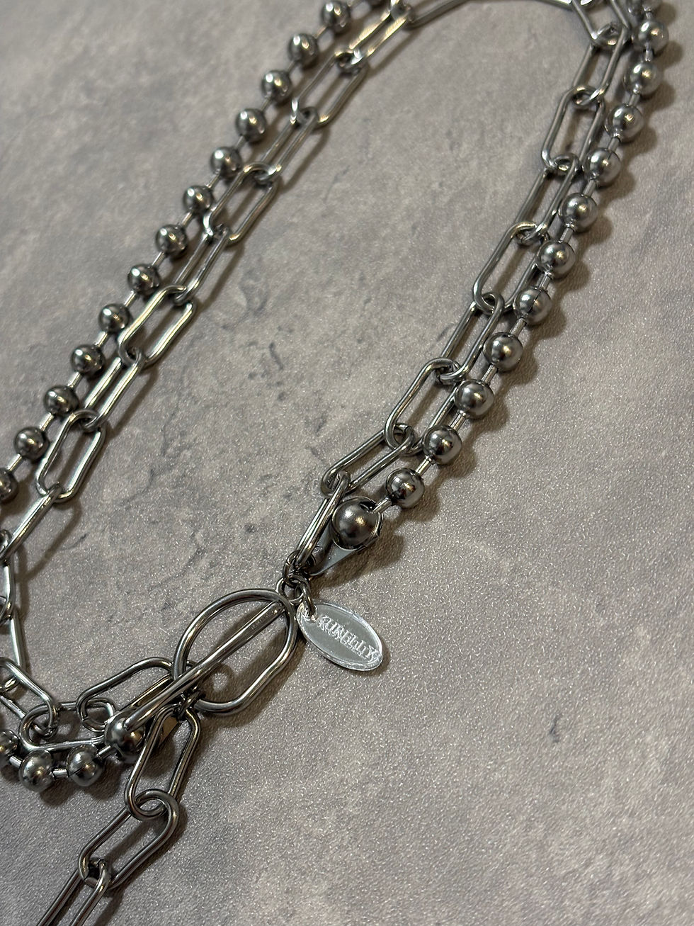 サムネイル： ステンレス　シルバーボール2連ネックレス