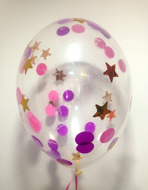 Гелієва кулька 30см прозора з конфіті мікс 4