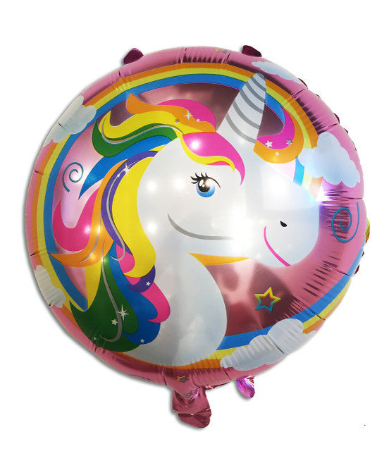 Фольгована кулька 45см коло Єдиноріг Рожевий