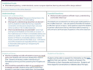 Understanding by Design Plan