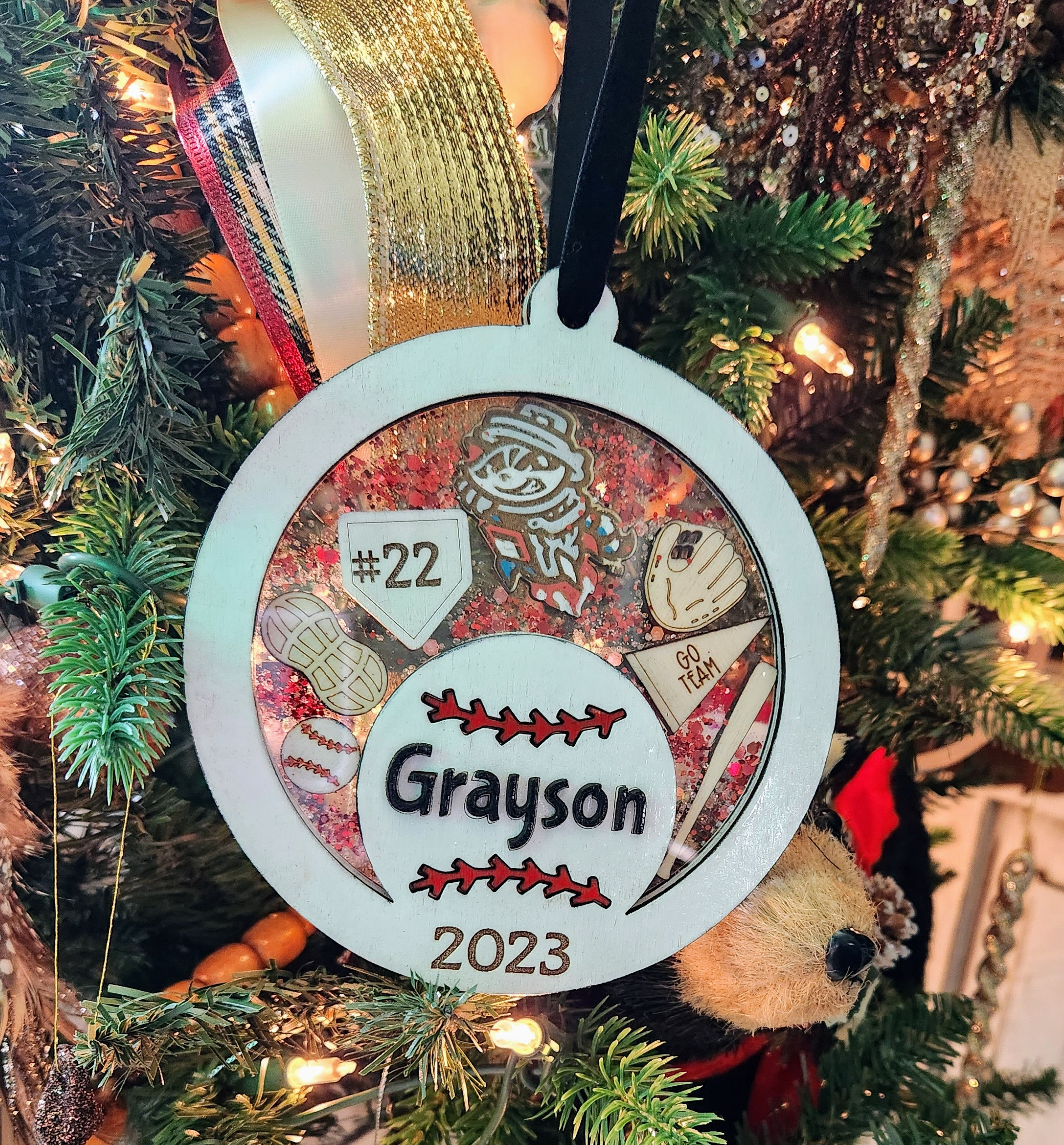 Baseball Shaker ornament