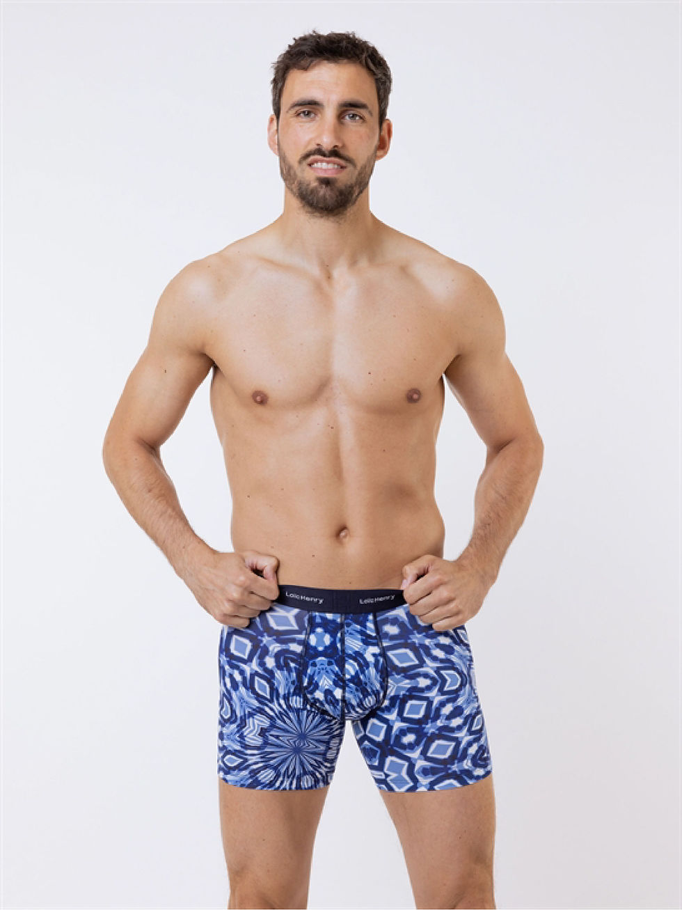 Miniature : Loïc Henry Boxer tencel et coton imprimé bleu