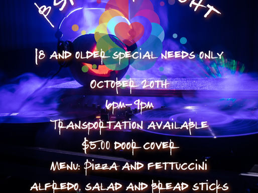 BSF Club Night for 18+ Special Needs only. Transportation available 10/20 6p-9p. Costumes encouraged