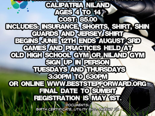 COMPETITIVE SOCCER NILAND & CALIPAT ONLY! In-person location 210 N. Railroad Ave. Calipat.