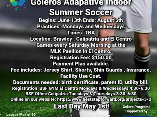 GOLEROS IN PERSON DATES! Or sign up on our website under programs "Sports".