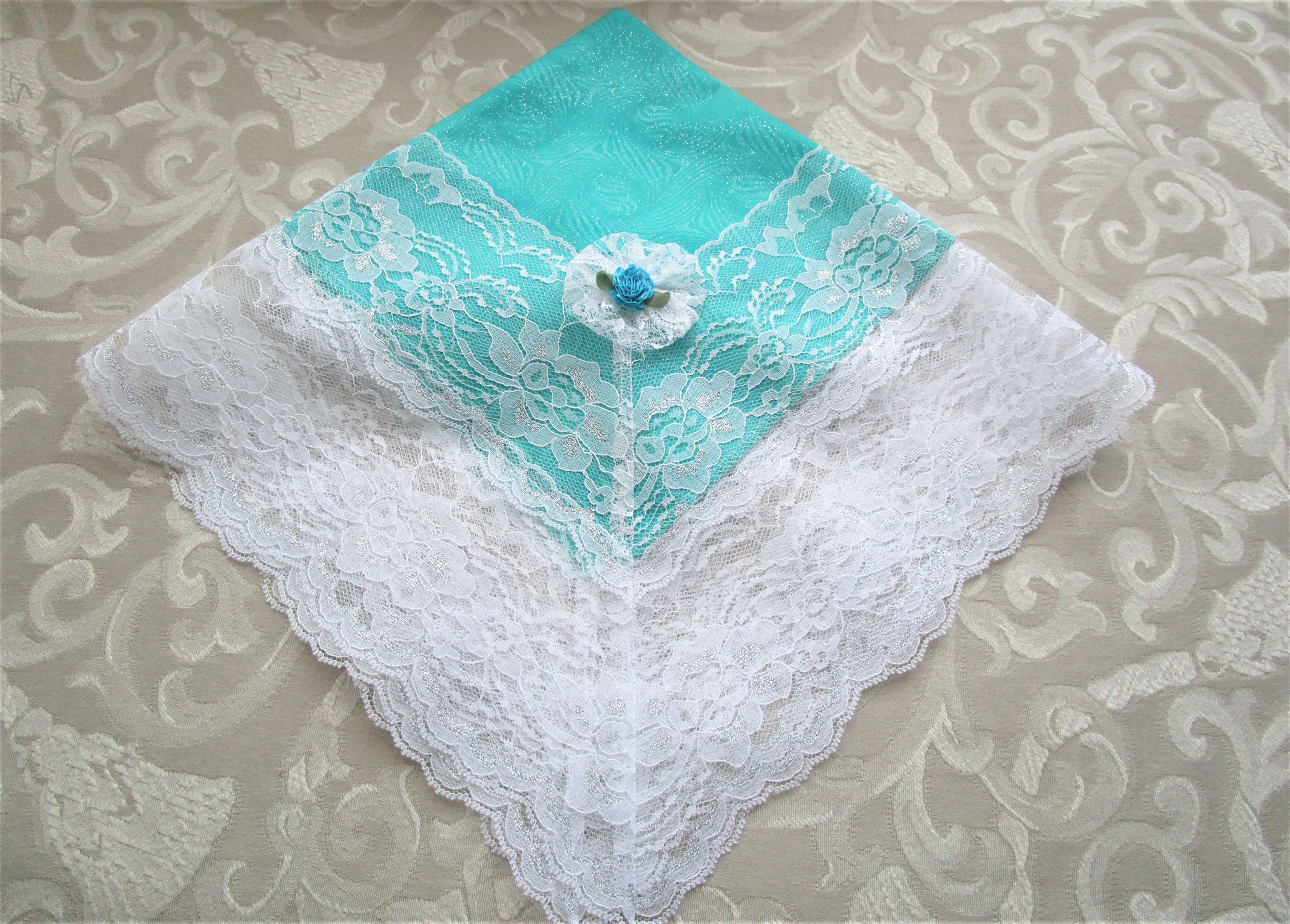 Turquoise Cotton Church Lap Scarves