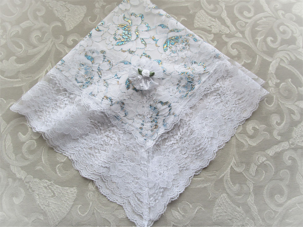 Thumbnail: White Jade Gold Lace Lap Scarves