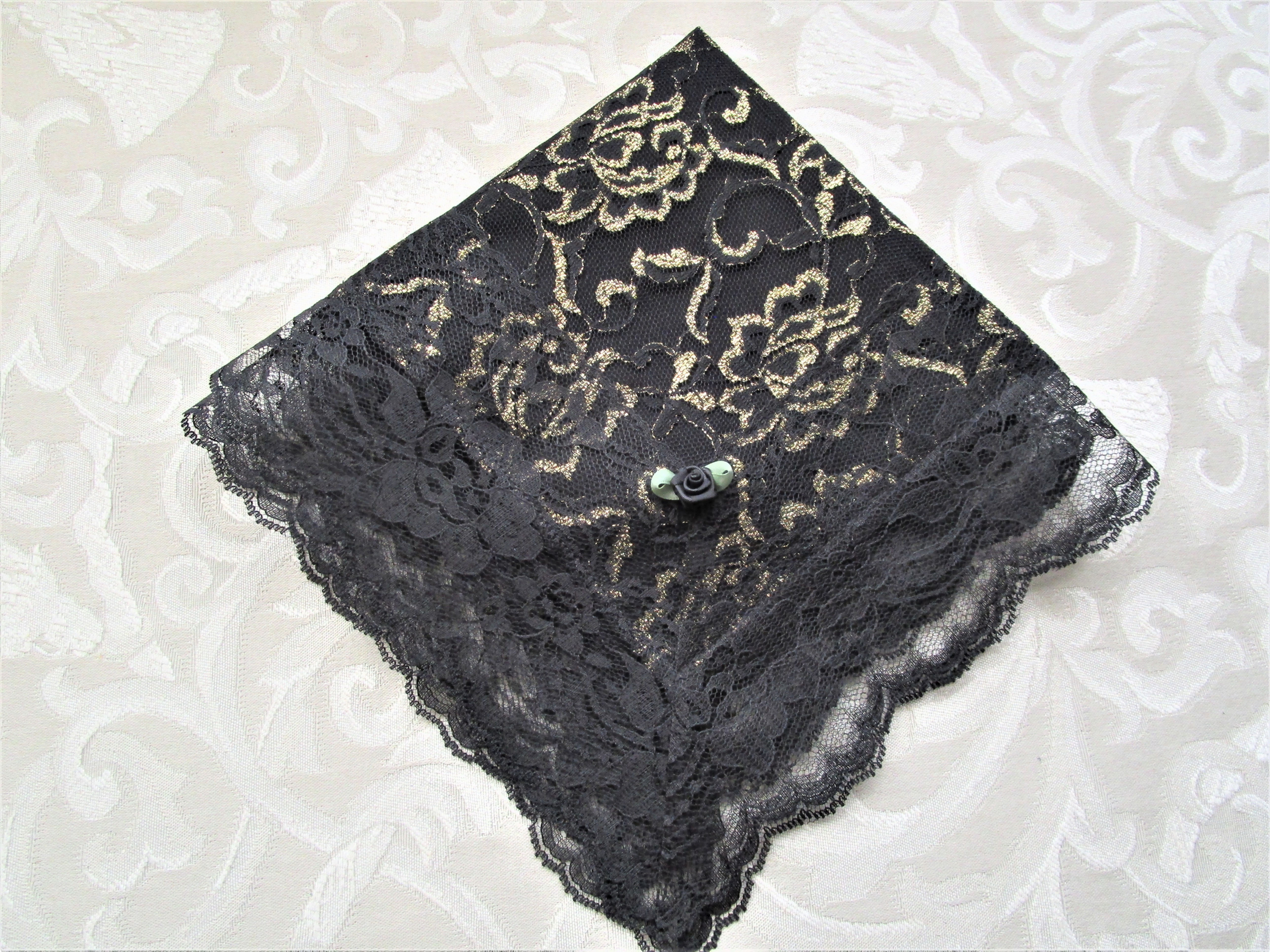 Black Gold Lace Church Hankies
