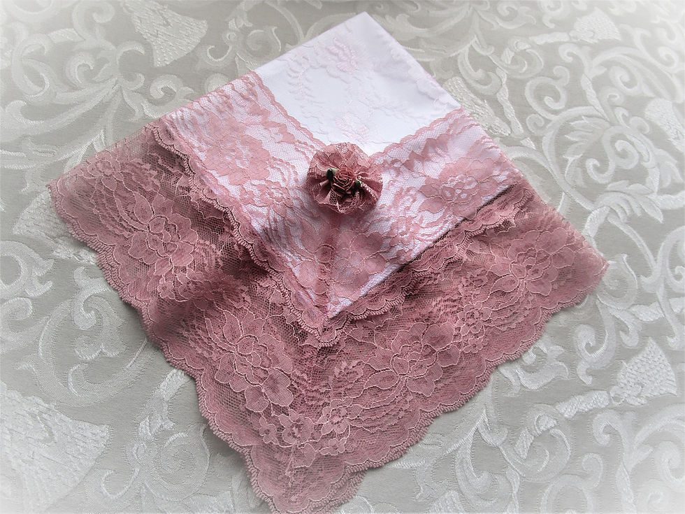 Thumbnail: White Pink Floral Lace Lap Scarves