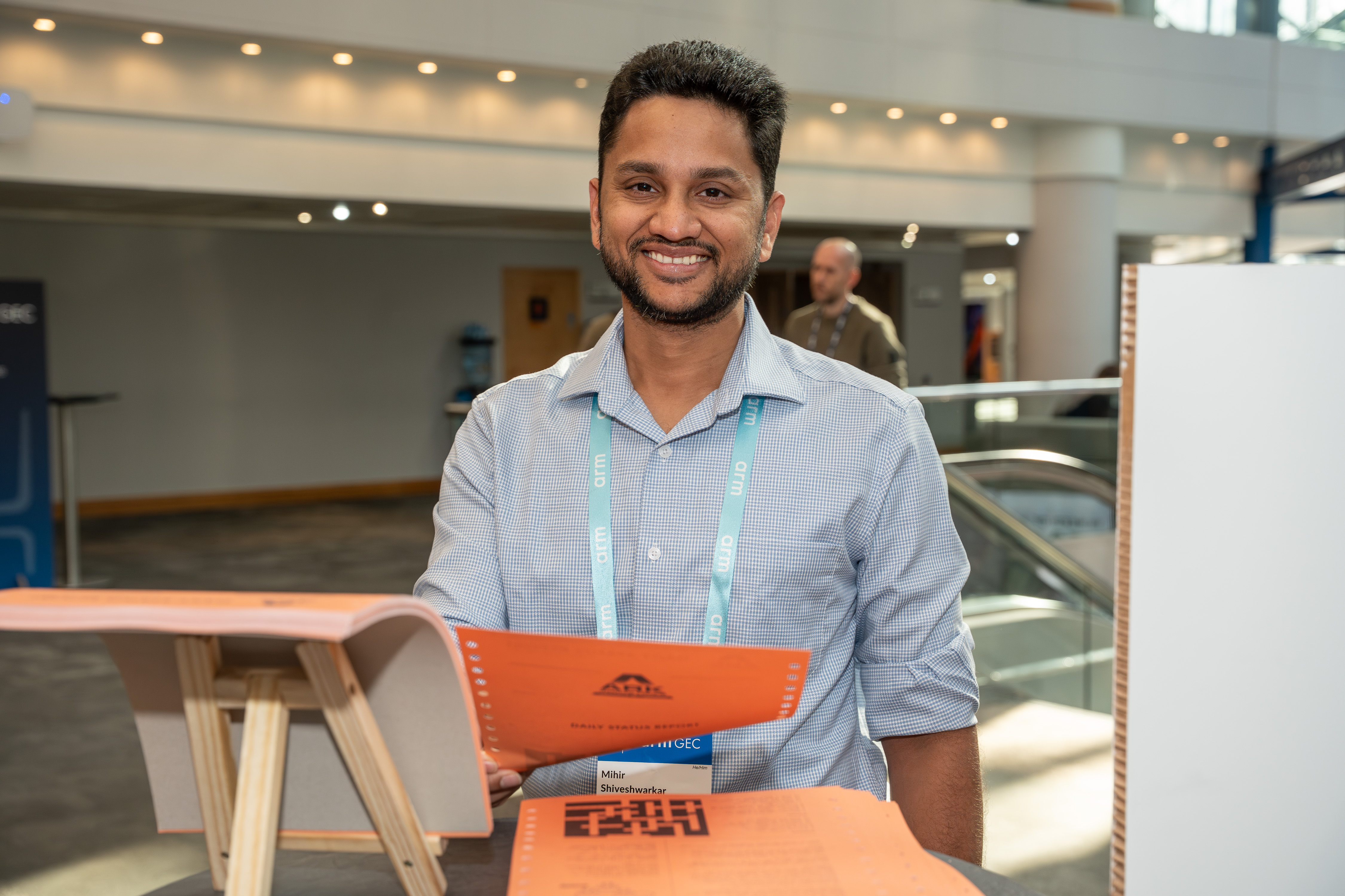 Armageddon — attendee with orange folder