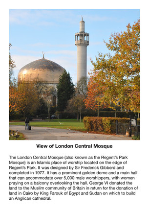 View of London's Central Mosque from Regent's Park Boating Lake