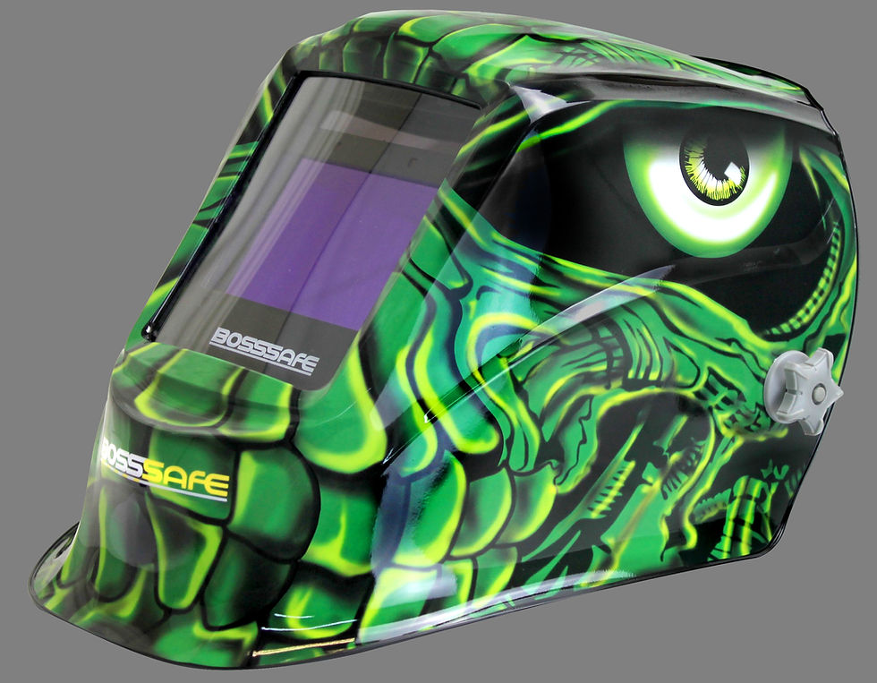 BossSafe Pro Series VENOM Electronic Welding Helmet 700152 In a green design for protection in welding