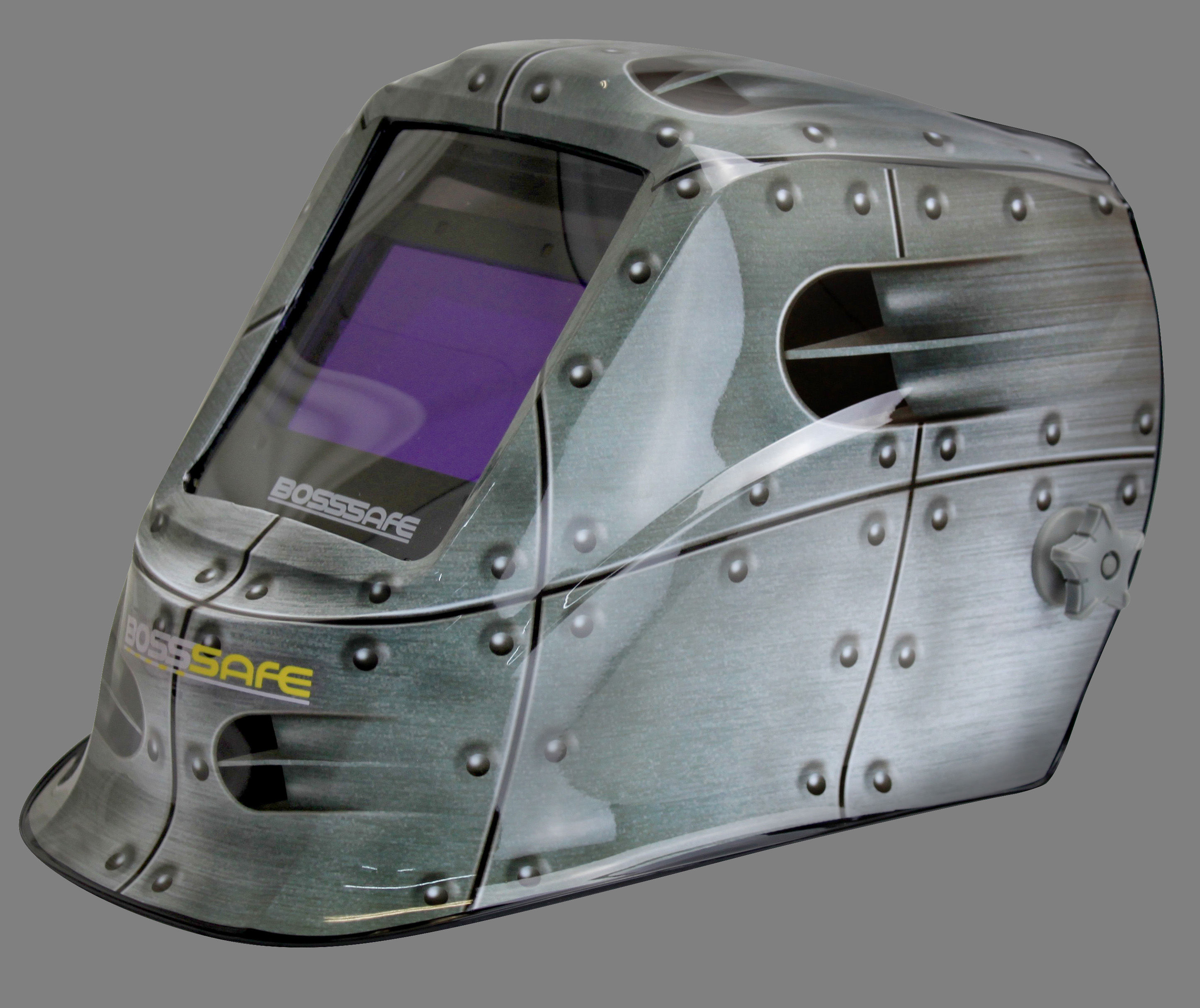 BossSafe Pro Series NED Electronic Welding Helmet 700154 in industrial styled colours and feel