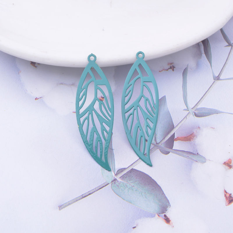 Miniatura: 2 estampes feuilles - 37 x 12 mm - laiton - 10 coloris