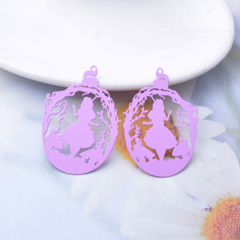 Miniature : 2 estampes jeune fille  - 41 x 25 mm - laiton 8 coloris