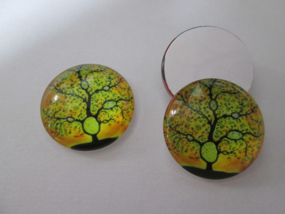 Miniatura: 20 mm - 2 cabochons ronds arbre de vie - verre imprimé - 8 modèles