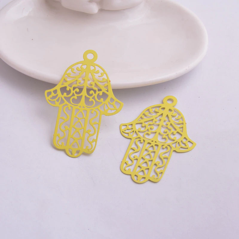 Miniatura: 2 estampes Hamsa - Main de Fatma - 54 x 37 mm - laiton peint - 9 coloris