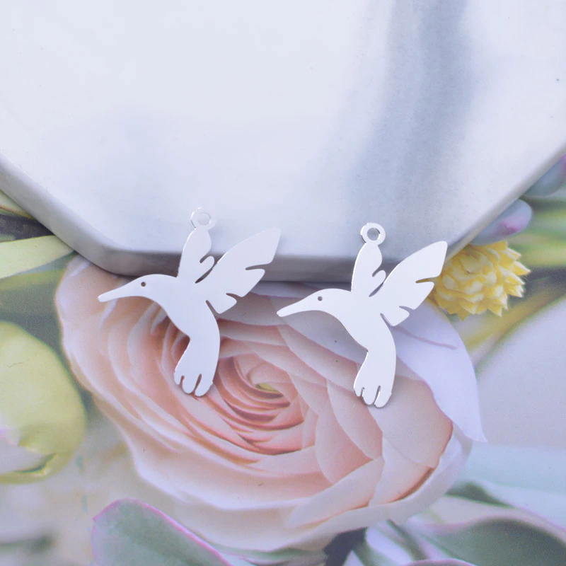 Miniatura: 2 estampes colibri - 23 x 20 mm - 10 coloris - laiton