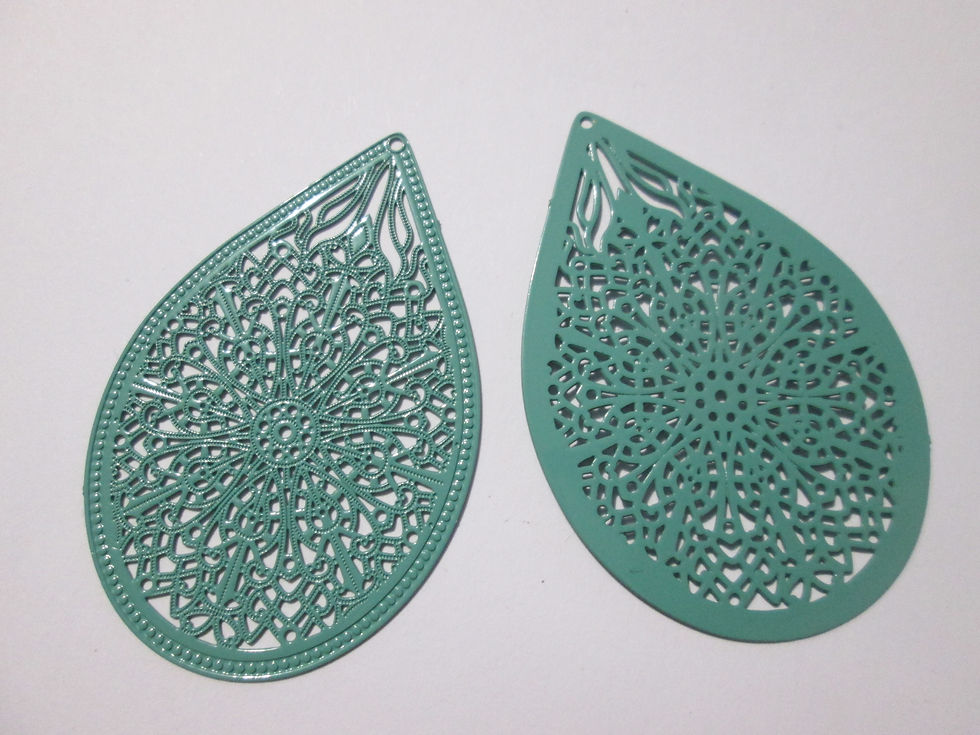Miniatura: 2 estampes gouttes - 49 x 32 mm  - laiton peint -  14 coloris