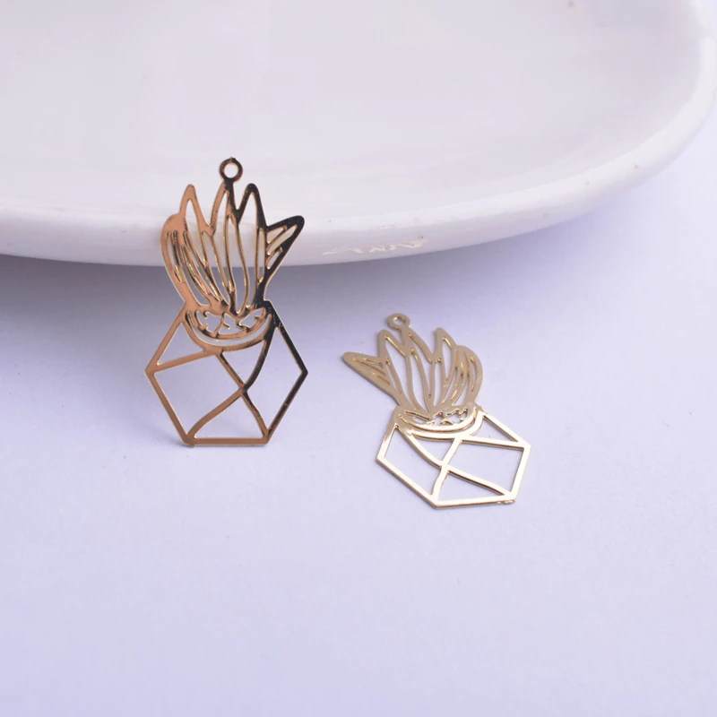 Thumbnail: 4 Pot d 'Aloes prints - 23 x 13 mm - brass - 10 colors to choose from