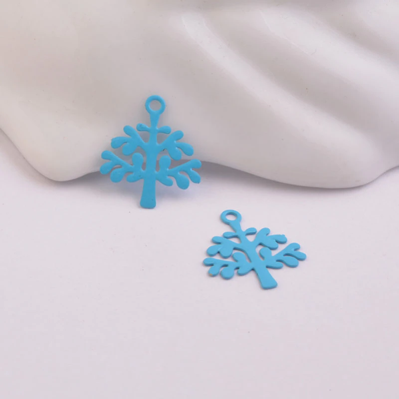 Miniature : 4 estampes sapin  - 15 x 14 mm - laiton peint - 8 coloris