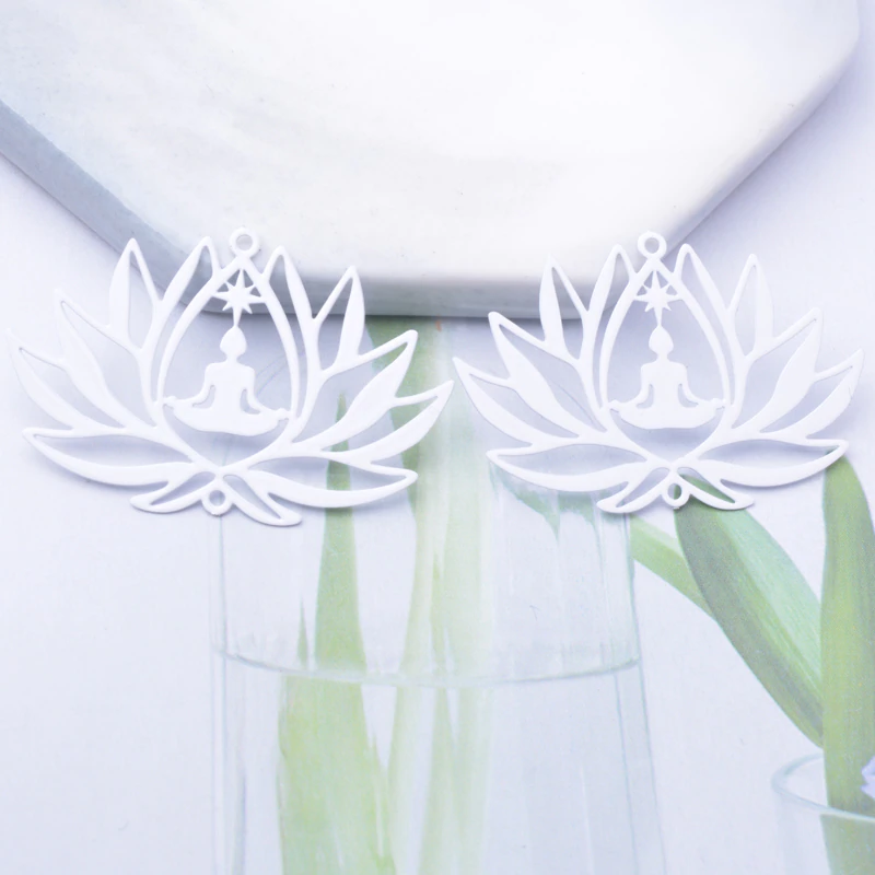 Miniatura: 2 estampes fleur de lotus - 38 x 25 mm - 11 coloris - laiton