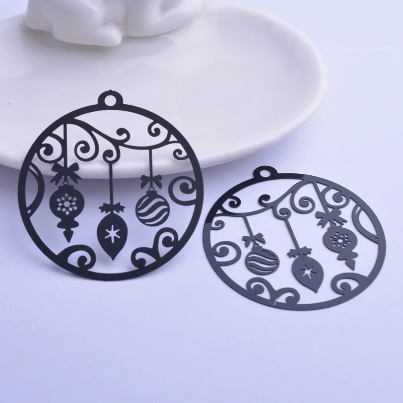 Miniatura: 2 estampes boule de noël - 50 x 47 mm - laiton - 12 coloris
