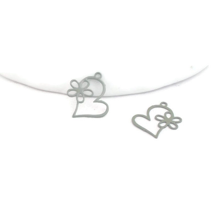 Thumbnail: 4 heart and flower prints - 16 x 18 mm - brass - 9 colors to choose from