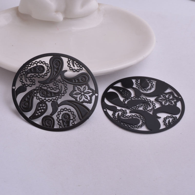 Thumbnail: 2 round cashmere prints - 48 mm - brass - 7 colors